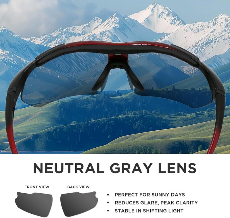 LOLOON Store Cycling Sunglasses for Men Women Youth, Wrap Around Sports Sunglasses for Running Climbing Bike Baseball Softball Golf - Image 4